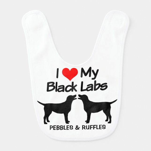 Baby Loves Two Black Lab Dogs Bib (Front)
