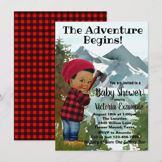 Baby Lumberjack Baby Shower Invitations (Front/Back)