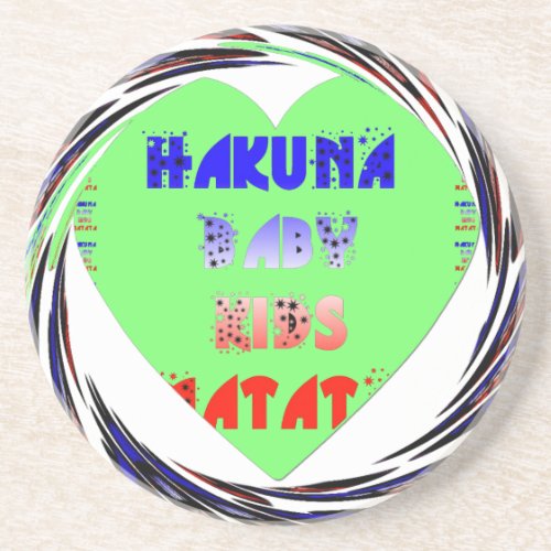Baby Luminous Hearts Hakuna Matata Baby Kid Design Sandstone Coaster