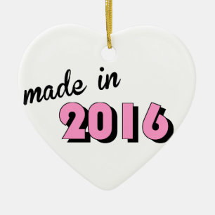 Baby Made In 2016 Pink Ceramic Ornament