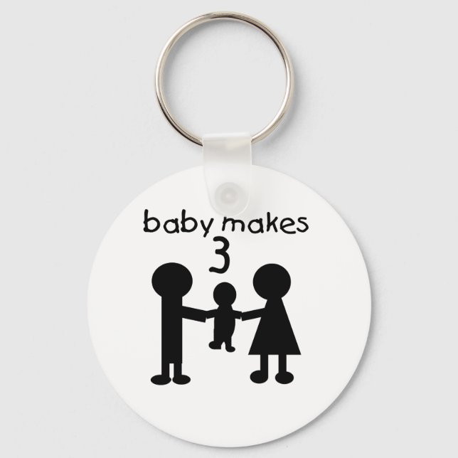 Baby Makes 3 Keychain (Front)