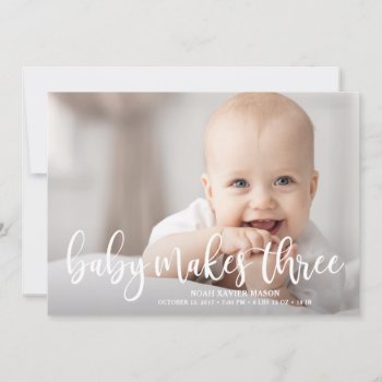 Baby Makes Three Announcement by PinkMoonPaperie at Zazzle
