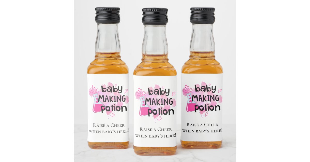 Baby Making Potion Baby Shower Favor Pink Hearts Liquor Bottle Label ...