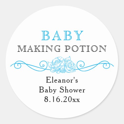 Baby Making Potion Blue Baby Shower Favor Stickers