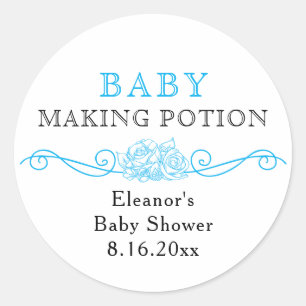 Baby Making Potion Blue Baby Shower Favor Stickers