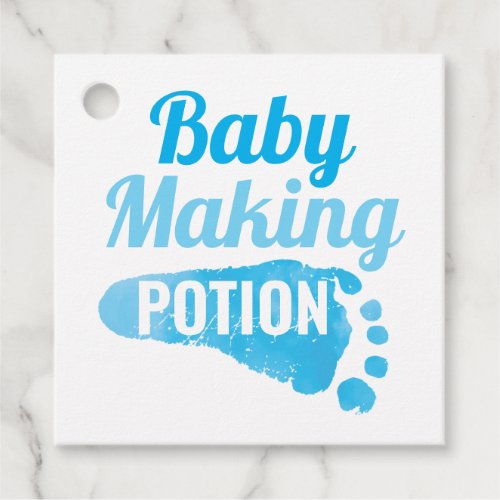 Baby Making Potion Blue Footprint Shower Thank You Favor Tags
