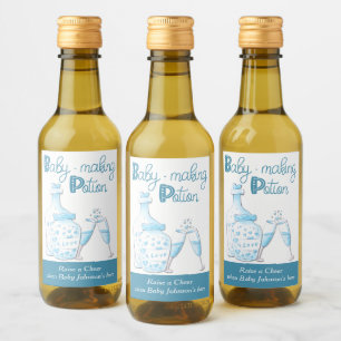 Baby Making Potion Blue Glass Baby Shower Favor Wine Label
