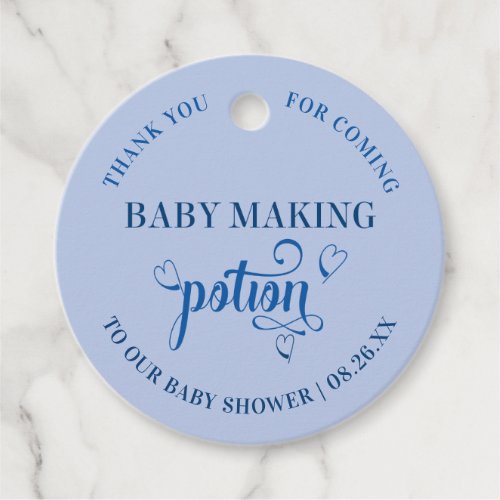 Baby Making Potion Blue Heart Typography Thank You Favor Tags