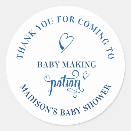 Baby Making Potion Boy Baby Shower Thank You Classic Round Sticker