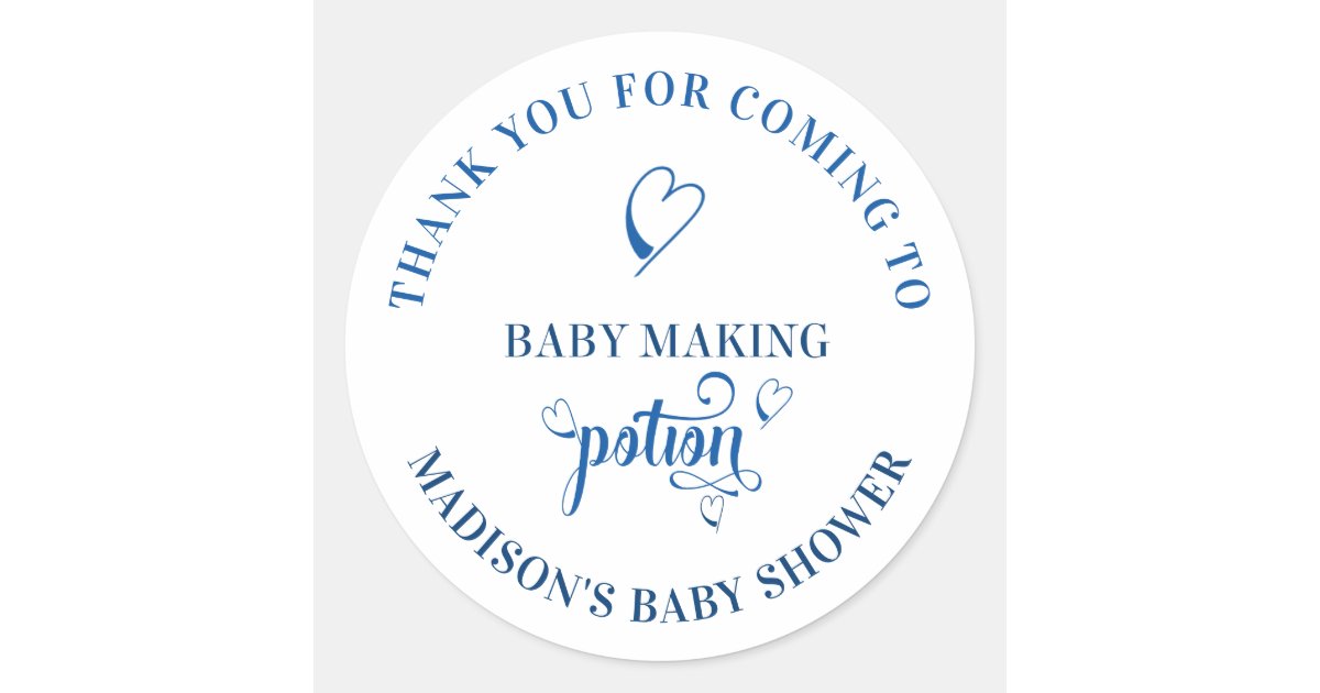 Baby Making Potion Boy Baby Shower Thank You Classic Round Sticker | Zazzle