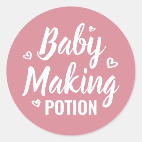Baby Making Potion Funny Shower Thank You Hearts Classic Round Sticker
