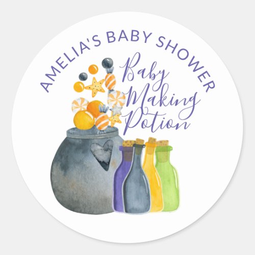 Baby Making Potion Halloween Baby Shower Favor Classic Round Sticker