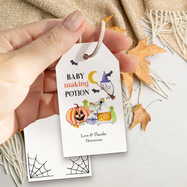 Baby Making Potion Halloween Baby Shower Favor Gift Tags | Zazzle