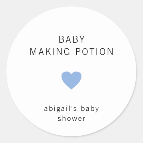 Baby Making Potion Modern Blue Boy Baby Shower Classic Round Sticker