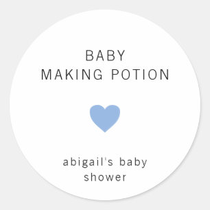 Baby Making Potion Modern Blue Boy Baby Shower Classic Round Sticker