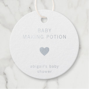 Baby Making Potion Modern Silver Foil Baby Shower Favor Tags