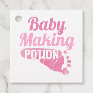 Baby Making Potion Pink Footprint Shower Thank You Favor Tags
