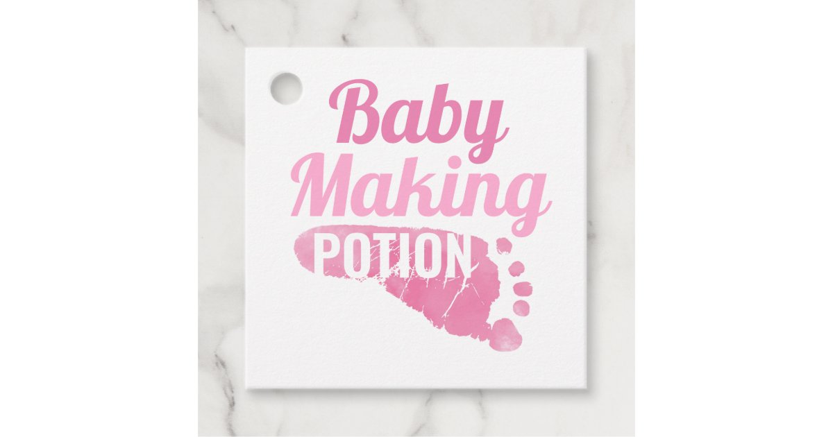 Baby Making Potion Pink Footprint Shower Thank You Favor Tags | Zazzle