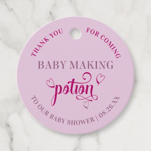 Baby Making Potion Pink Heart Typography Thank You Favor Tags