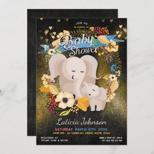 Baby Mama Elephant Floral Boho Baby Shower