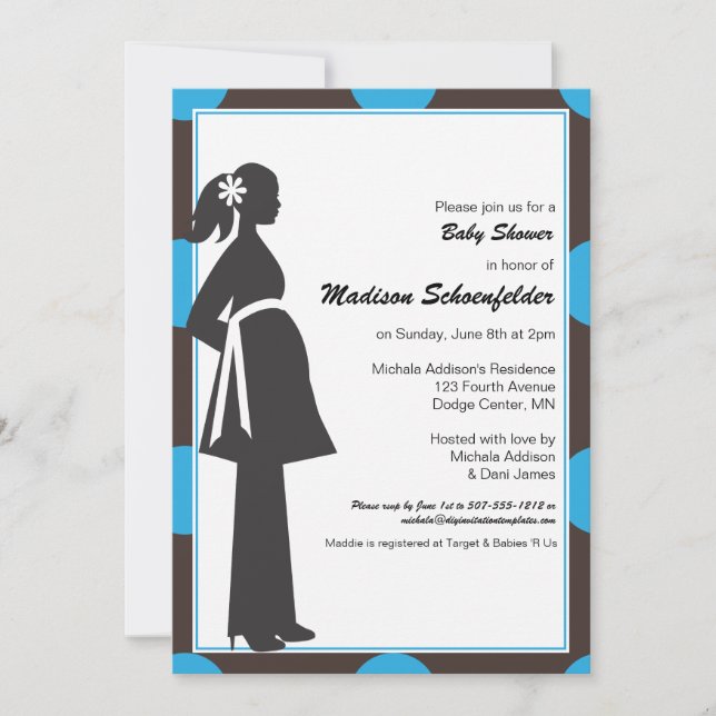 Baby Mama Shower Invitations (Blue) (Front)