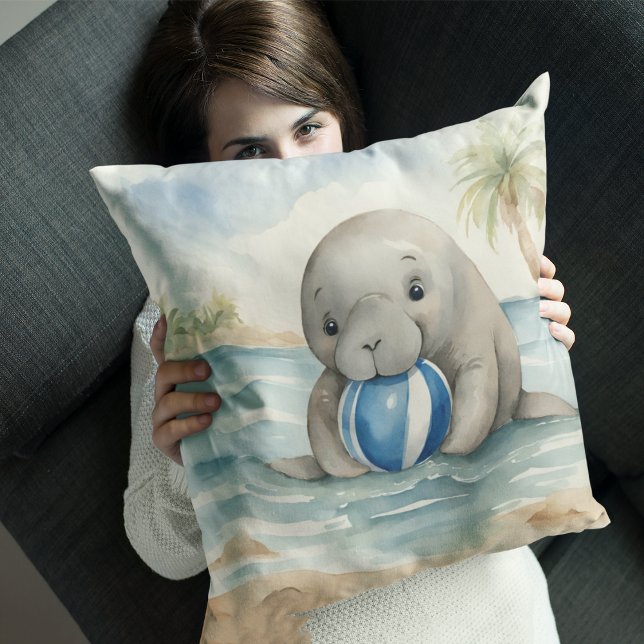 Baby Manatee Boys Throw Pillow (Creator Uploaded)