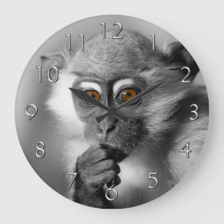 Baby Mangabey Monkey Large Clock