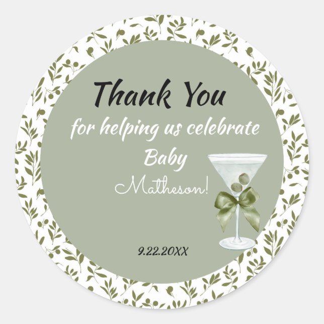 Baby Martini 'tini-one'  Classic Round Sticker (Front)