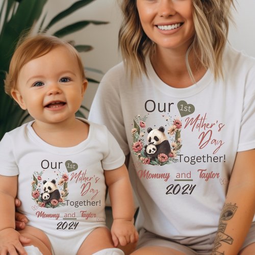 Baby Matching Panda Our First Mothersday Together Baby Bodysuit