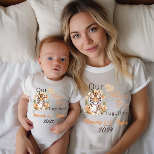 Baby Matching Tiger Our First MothersDay Together Baby Bodysuit