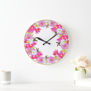Baby Meerkats And Flowers, Wall Clock