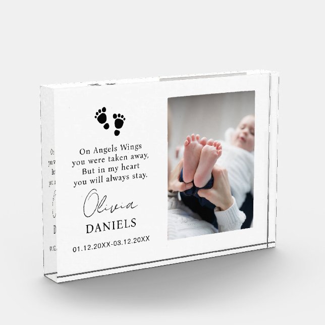 Baby Memorial Baby Loss Memorial Gift Sympathy Photo Block (Left)