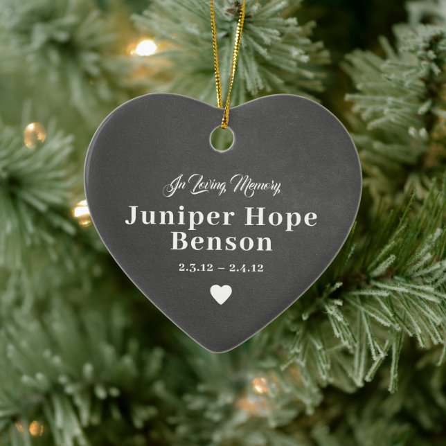 Baby Memorial Chalkboard Full Photo Ceramic Ornament (Tree)