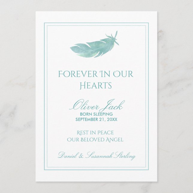Baby Memorial Forever in Our Hearts | Blue Feather Program (Front)