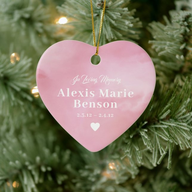 Baby Memorial Watercolor Pink Ceramic Ornament (Tree)