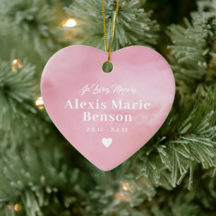 Baby Memorial Watercolor Pink Full Photo Ceramic Ornament