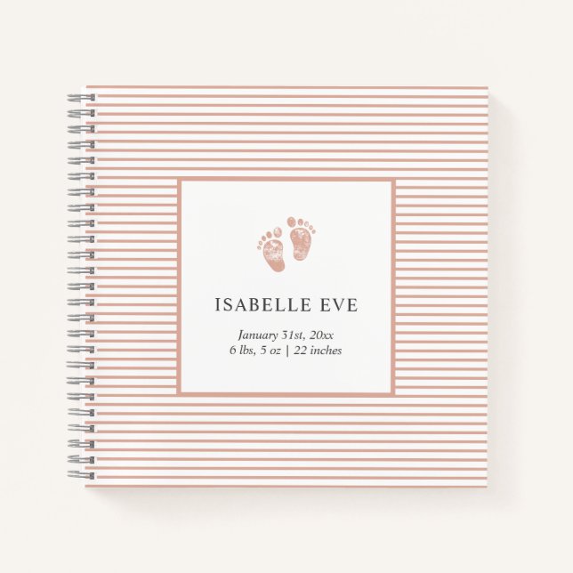 Baby Memory Book Personalized Baby Book Blush Pink (Front)
