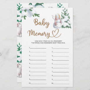 Baby Memory Winter Baby Shower Game