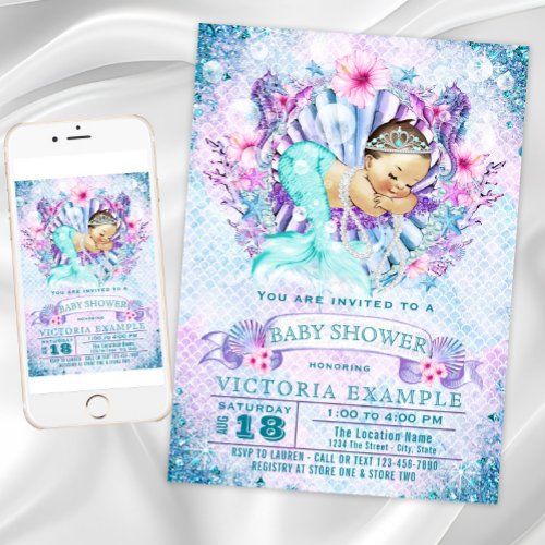 Baby Mermaid Baby Shower Invitations