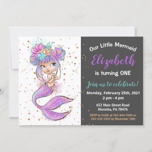 Baby Mermaid Birthday Invitation