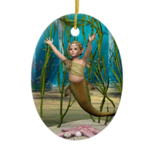 Baby Mermaid Ceramic Ornament