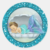 Baby Mermaid Envelope Seals Sm Round Stickers 130