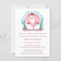 Baby Mermaid Girl Pearl Baby Shower Invitations