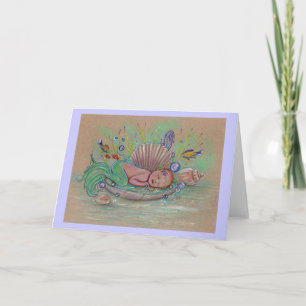 Baby mermaid greeting card By Renee Lavoie