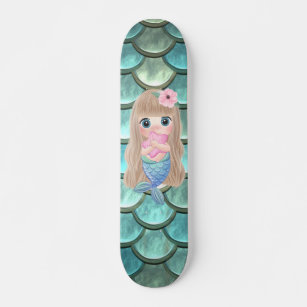 Baby Mermaid On Mermaid Scales Skateboard