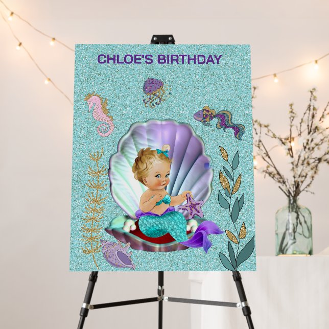 Baby Mermaid Party Sign (In Situ (Stand))