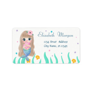 Baby Mermaid,Seashells,Sea Label