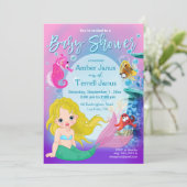 Baby Mermaid Underwater Fantasy Baby Shower Invitation (Standing Front)
