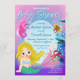 Baby Mermaid Underwater Fantasy Baby Shower Invitation