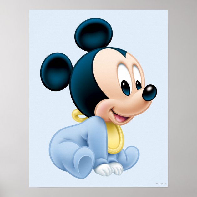 Baby Mickey | Blue Pajamas Poster | Zazzle